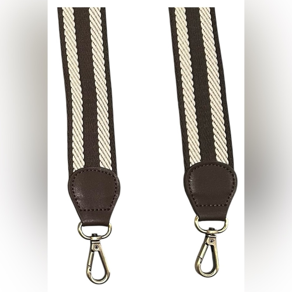 Heepdd | Woven Ribbon with Leather Ends Adjustable Brown Crossbody Strap NEW - Picture 7 of 8